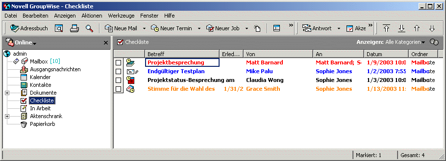 Mailbox mit Checklistenordner