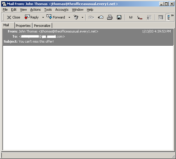 Email aus dem Internet