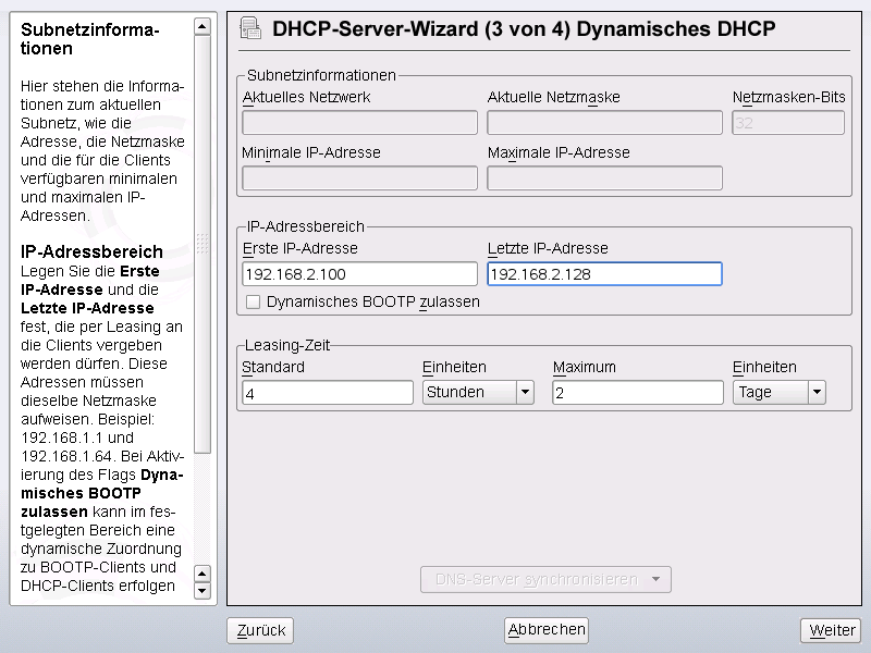 Novell Doc: Referenz - Konfigurieren eines DHCP-Servers mit YaST