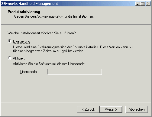 Dialogfeld "Produktaktivierung"
