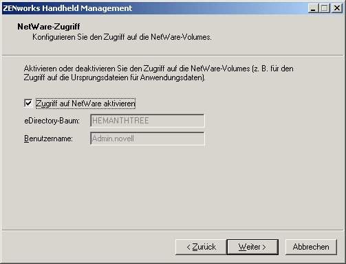 Dialogfeld "NetWare-Zugriff"