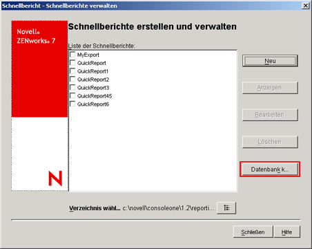 Konfigurieren der Inventardatenbank
