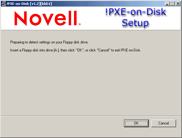 Das Fenster "PXE-on-Disk Setup" (Installation von PXE-on-Disk) wird angezeigt.