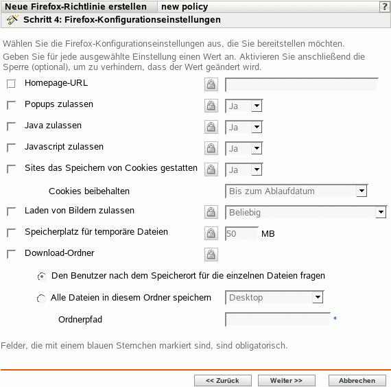 Seite "Firefox-Konfigurationseinstellungen"