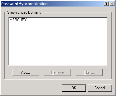 The Synchronized Domains dialog box