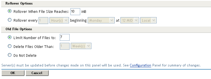 Configuring a common log profile