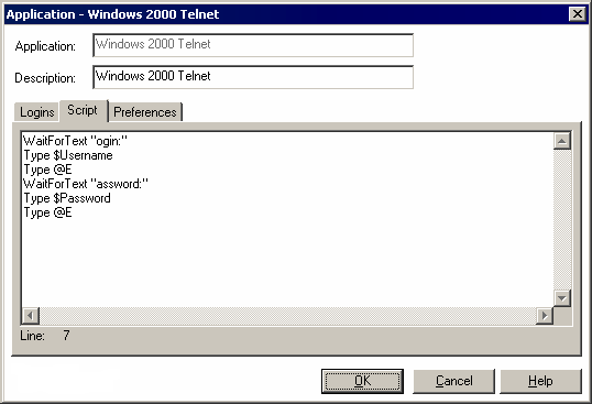 A script for Windows 2000 Telnet