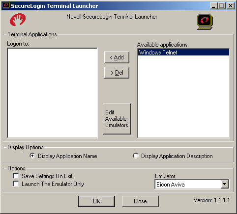 Terminal Launcher[apos  ]s main screen