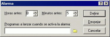 Recuadro de diálogo Alarma