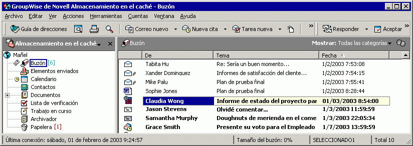 Ventana principal con el menú Cuentas