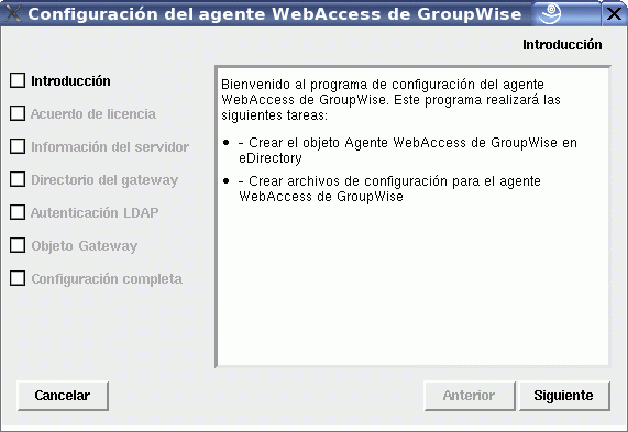 Programa de configuración del Agente de WebAccess