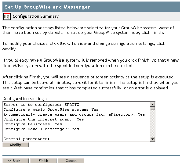 Página Web Configurar GroupWise y Messenger