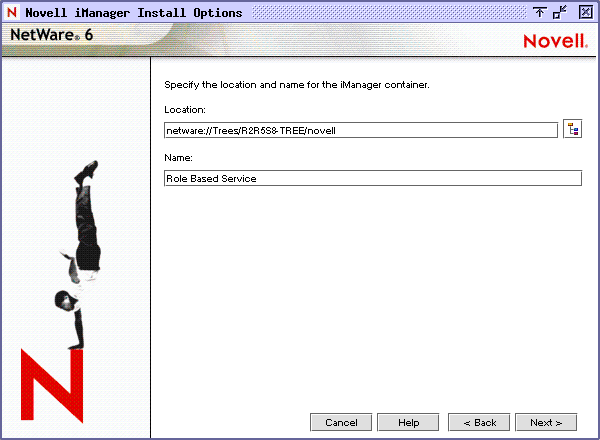 Pantalla Opciones de instalación de iManage de eDirectory