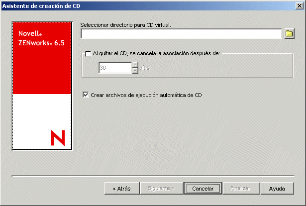Asistente de creación de CD: Página Seleccionar directorio