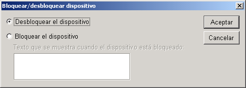 Recuadro de diálogo Bloquear/desbloquear dispositivo