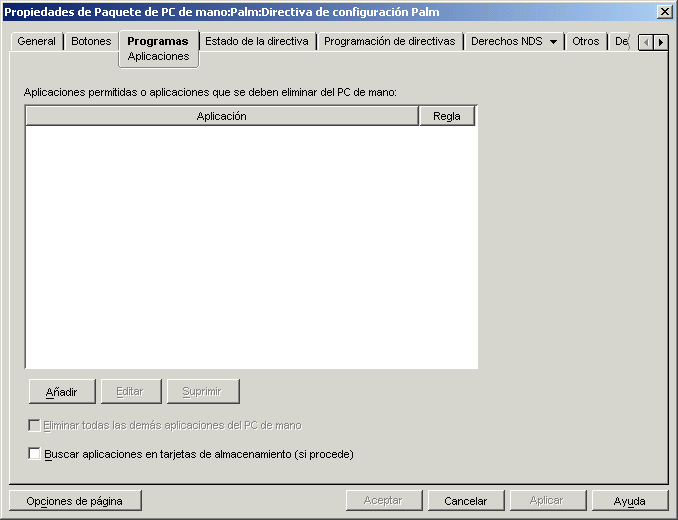 Página Programas: Aplicación