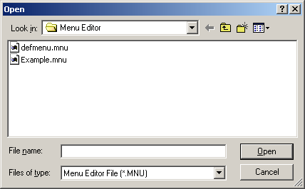 Liste des fichiers de menu existant