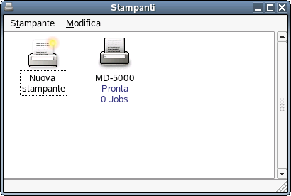 Confronto tra la cartella Stampanti e fax di Windows e la vista Stampanti di Novell Linux Desktop 